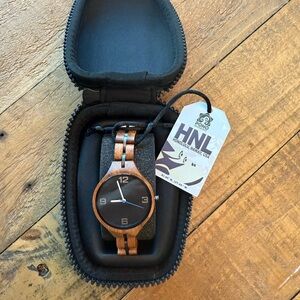 Pono Woodworks Wooden Watch with Black Dial